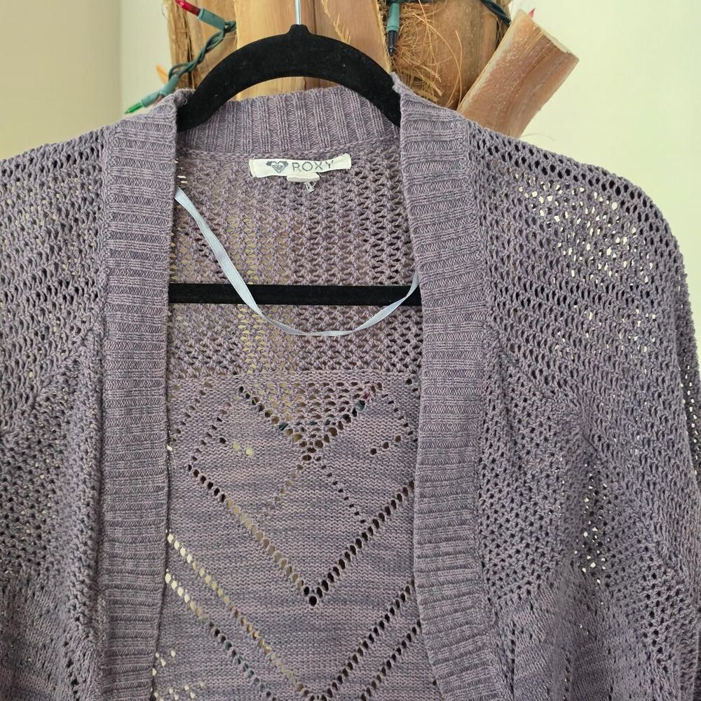 Vintage Roxy Women's Knit Purple Cardigan - Picture 6 of 8